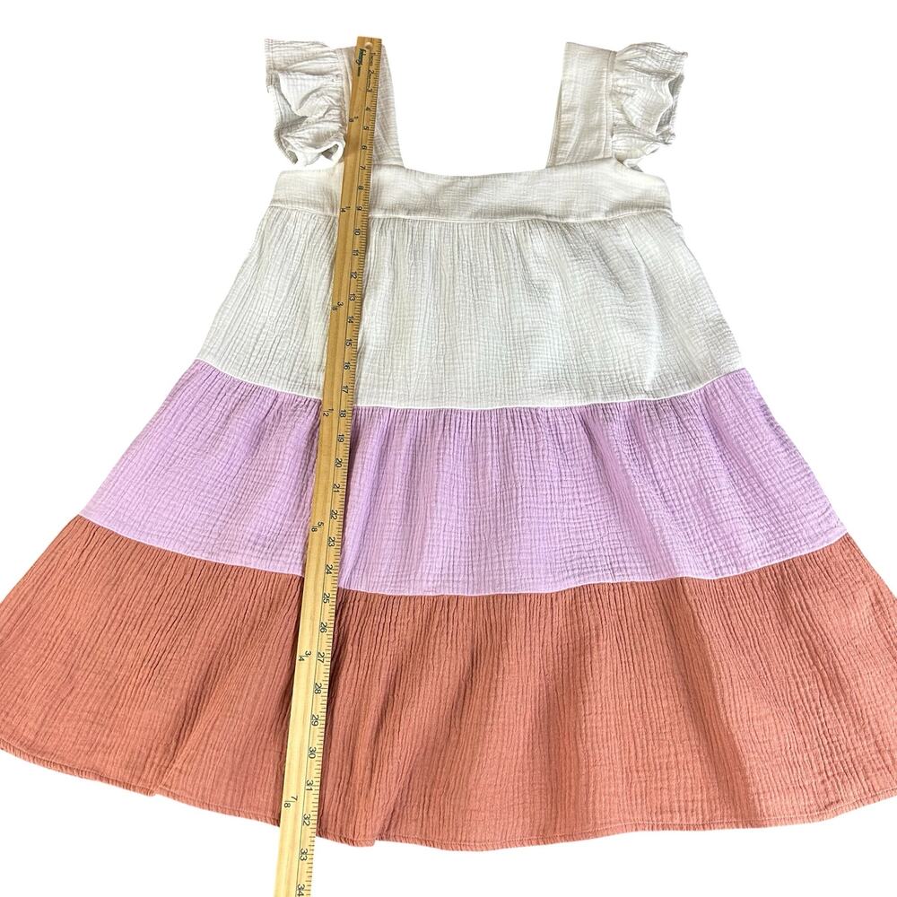 Vici Babydoll Tiered Dress Small White Lavender Terracotta Colorblock Gauze Mini - Picture 10 of 13